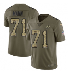 Youth Nike Washington Redskins #71 Charles Mann Limited Olive/Camo 2017 Salute to Service NFL Jersey