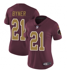Women's Nike Washington Redskins #21 Earnest Byner Burgundy Red/Gold Number Alternate 80TH Anniversary Vapor Untouchable Limited Player NFL Jersey