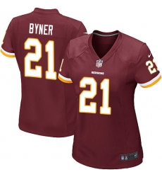 Women's Nike Washington Redskins #21 Earnest Byner Game Burgundy Red Team Color NFL Jersey