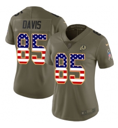 Women's Nike Washington Redskins #85 Vernon Davis Limited Olive/USA Flag 2017 Salute to Service NFL Jersey