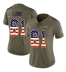 Women's Nike Washington Redskins #61 Spencer Long Limited Olive/USA Flag 2017 Salute to Service NFL Jersey