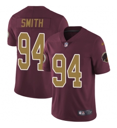 Youth Nike Washington Redskins #94 Preston Smith Elite Burgundy Red/Gold Number Alternate 80TH Anniversary NFL Jersey
