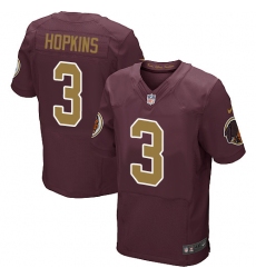Men's Nike Washington Redskins #3 Dustin Hopkins Elite Burgundy Red/Gold Number Alternate 80TH Anniversary NFL Jersey