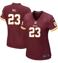 Women's Nike Washington Redskins #23 DeAngelo Hall Game Burgundy Red Team Color NFL Jersey