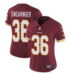 Women's Nike Washington Redskins #36 D.J. Swearinger Elite Burgundy Red Team Color NFL Jersey