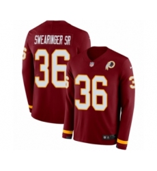 Youth Nike Washington Redskins #36 D.J. Swearinger Limited Burgundy Therma Long Sleeve NFL Jersey