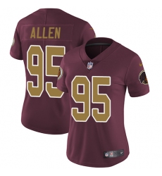 Women's Nike Washington Redskins #95 Jonathan Allen Burgundy Red/Gold Number Alternate 80TH Anniversary Vapor Untouchable Limited Player NFL Jersey