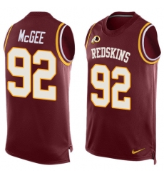 Men's Nike Washington Redskins #92 Stacy McGee Limited Red Player Name & Number Tank Top NFL Jersey