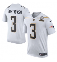 Men's Nike New England Patriots #3 Stephen Gostkowski Elite White Team Rice 2016 Pro Bowl NFL Jersey