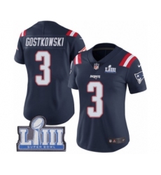 Women's Nike New England Patriots #3 Stephen Gostkowski Limited Navy Blue Rush Vapor Untouchable Super Bowl LIII Bound NFL Jersey