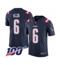 Men's New England Patriots #6 Ryan Allen Limited Navy Blue Rush Vapor Untouchable 100th Season Football Jersey