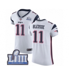 Men's Nike New England Patriots #11 Drew Bledsoe White Vapor Untouchable Elite Player Super Bowl LIII Bound NFL Jersey