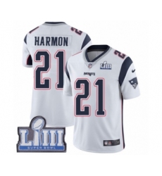 Men's Nike New England Patriots #21 Duron Harmon White Vapor Untouchable Limited Player Super Bowl LIII Bound NFL Jersey