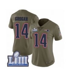 Women's Nike New England Patriots #14 Steve Grogan Limited Olive 2017 Salute to Service Super Bowl LIII Bound NFL Jersey