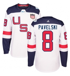 Men's Adidas Team USA #8 Joe Pavelski Authentic White Home 2016 World Cup Ice Hockey Jersey