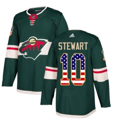 Youth Adidas Minnesota Wild #10 Chris Stewart Authentic Green USA Flag Fashion NHL Jersey