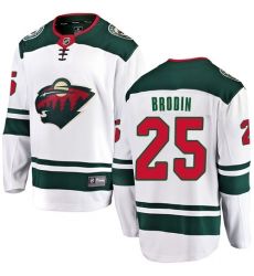Men's Minnesota Wild #25 Jonas Brodin Authentic White Away Fanatics Branded Breakaway NHL Jersey