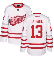 Men's Reebok Detroit Red Wings #13 Pavel Datsyuk Premier White 2017 Centennial Classic NHL Jersey