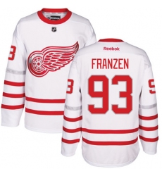 Men's Reebok Detroit Red Wings #93 Johan Franzen Premier White 2017 Centennial Classic NHL Jersey