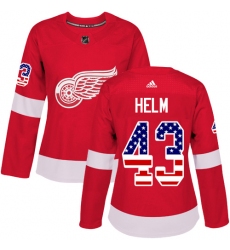 Women's Adidas Detroit Red Wings #43 Darren Helm Authentic Red USA Flag Fashion NHL Jersey