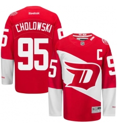 Men's Reebok Detroit Red Wings #95 Dennis Cholowski Premier Red 2016 Stadium Series NHL Jersey