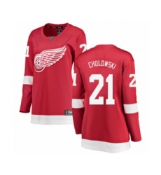 Women's Detroit Red Wings #21 Dennis Cholowski Authentic Red Home Fanatics Branded Breakaway NHL Jersey