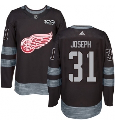 Men's Adidas Detroit Red Wings #31 Curtis Joseph Premier Black 1917-2017 100th Anniversary NHL Jersey