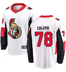 Men's Ottawa Senators #78 Filip Chlapik Fanatics Branded White Away Breakaway NHL Jersey