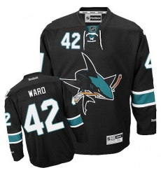 Men's Reebok San Jose Sharks #42 Joel Ward Premier Black Third NHL Jersey