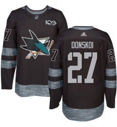 Men's Adidas San Jose Sharks #27 Joonas Donskoi Premier Black 1917-2017 100th Anniversary NHL Jersey