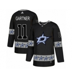 Men's Adidas Dallas Stars #11 Mike Gartner Authentic Black Team Logo Fashion NHL Jersey
