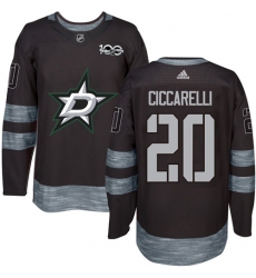Men's Adidas Dallas Stars #20 Dino Ciccarelli Authentic Black 1917-2017 100th Anniversary NHL Jersey