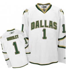 Men's Reebok Dallas Stars #1 Gump Worsley Authentic White Third NHL Jersey
