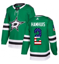 Youth Adidas Dallas Stars #2 Dan Hamhuis Authentic Green USA Flag Fashion NHL Jersey