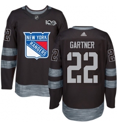 Men's Adidas New York Rangers #22 Mike Gartner Authentic Black 1917-2017 100th Anniversary NHL Jersey