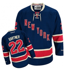 Men's Reebok New York Rangers #22 Mike Gartner Authentic Navy Blue Third NHL Jersey