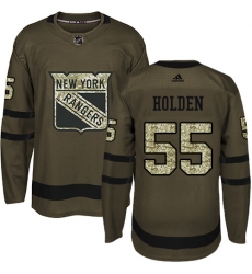 Youth Adidas New York Rangers #55 Nick Holden Authentic Green Salute to Service NHL Jersey