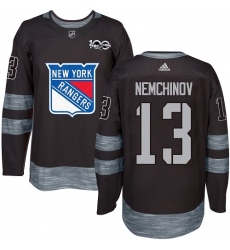 Men's Adidas New York Rangers #13 Sergei Nemchinov Authentic Black 1917-2017 100th Anniversary NHL Jersey