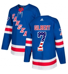 Youth Adidas New York Rangers #7 Rod Gilbert Authentic Royal Blue USA Flag Fashion NHL Jersey