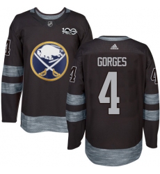 Men's Adidas Buffalo Sabres #4 Josh Gorges Authentic Black 1917-2017 100th Anniversary NHL Jersey