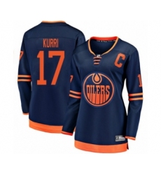Women's Edmonton Oilers #17 Jari Kurri Authentic Navy Blue Alternate Fanatics Branded Breakaway Hockey Jersey
