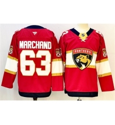 Men's Florida Panthers #63 Brad Marchand Red 2024-25 Home Stitched Hockey Jersey