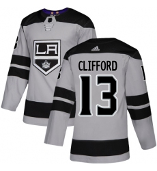 Men's Adidas Los Angeles Kings #13 Kyle Clifford Premier Gray Alternate NHL Jersey