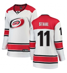 Women's Carolina Hurricanes #11 Jordan Staal Authentic White Away Fanatics Branded Breakaway NHL Jersey