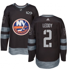 Men's Adidas New York Islanders #2 Nick Leddy Premier Black 1917-2017 100th Anniversary NHL Jersey