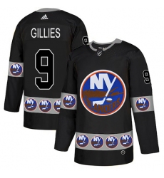 Men's Adidas New York Islanders #9 Clark Gillies Authentic Black Team Logo Fashion NHL Jersey