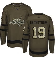 Men's Adidas Washington Capitals #19 Nicklas Backstrom Authentic Green Salute to Service NHL Jersey