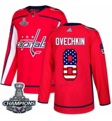 Youth Adidas Washington Capitals #8 Alex Ovechkin Authentic Red USA Flag Fashion 2018 Stanley Cup Final Champions NHL Jersey