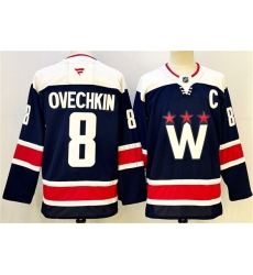 Men's Washington Capitals #8 Alexander Ovechkin Navy With C Stitched Hockey Jersey