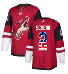 Men's Adidas Arizona Coyotes #2 Luke Schenn Authentic Red USA Flag Fashion NHL Jersey